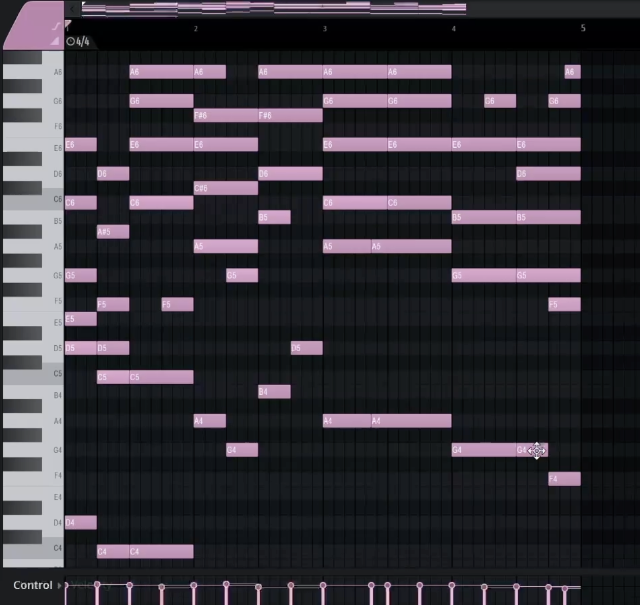 screencapture of my fl studio piano roll w my chords