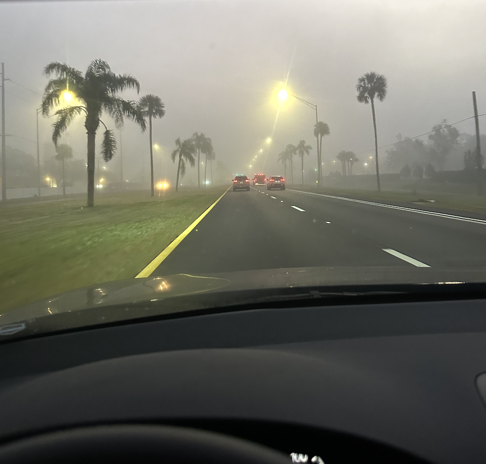 fl road at dusk with streetlights